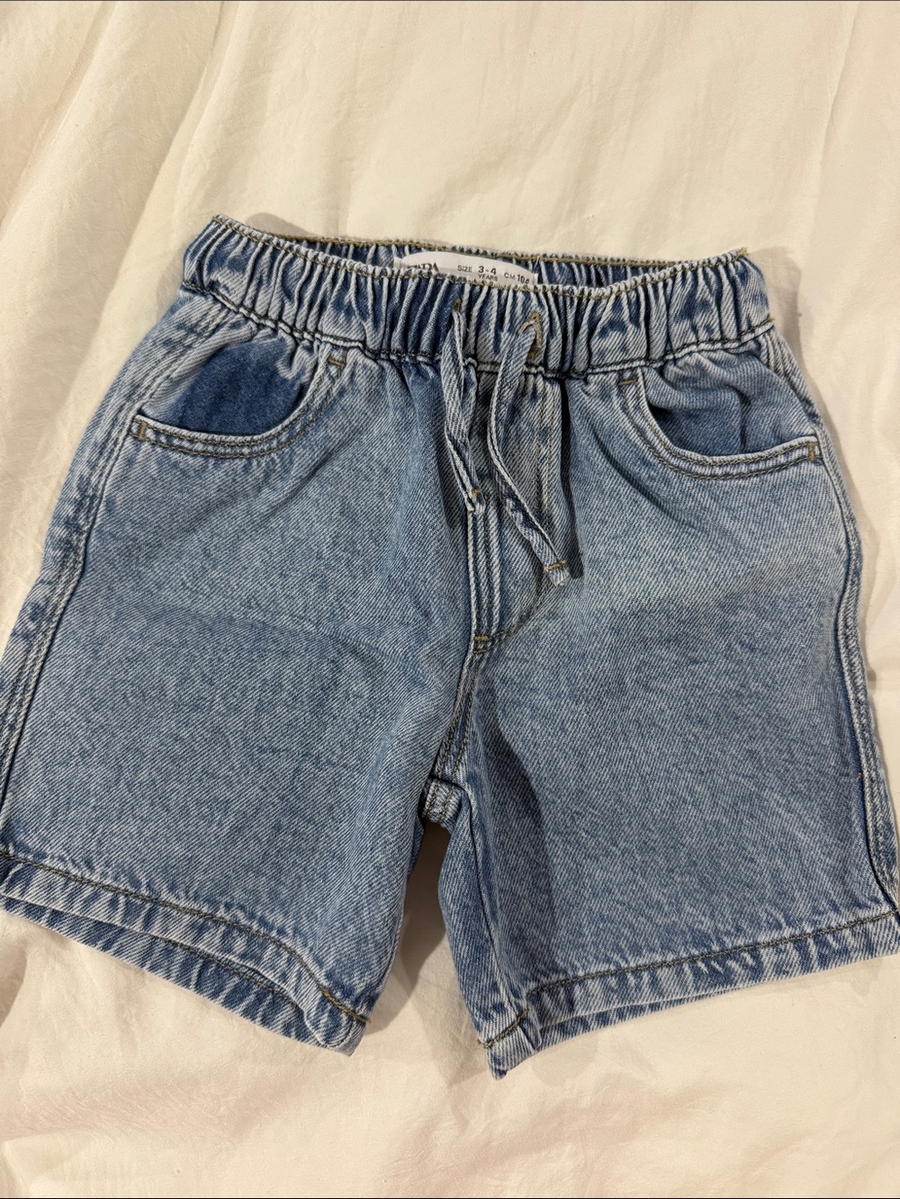 Zara Light Wash Denim Elastic Waist Shorts